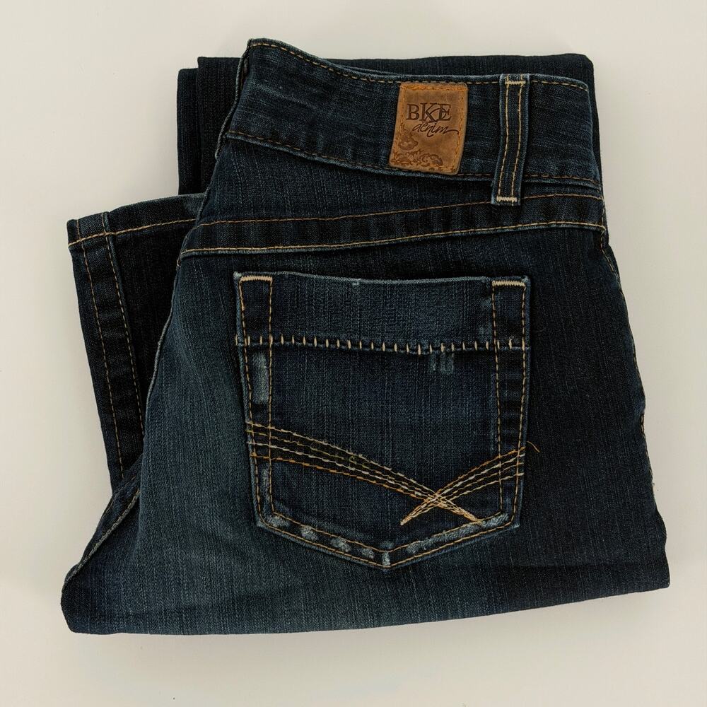 BKE Culture 29X31.5L Medium Wash Stretch Straight‎ Blue Denim Jeans Women's